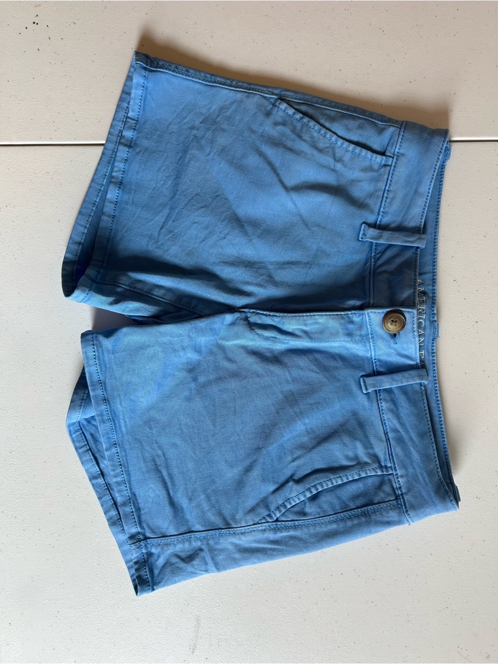 American Eagle Women's Light Blue Casual Cotton Midi Shorts EUC